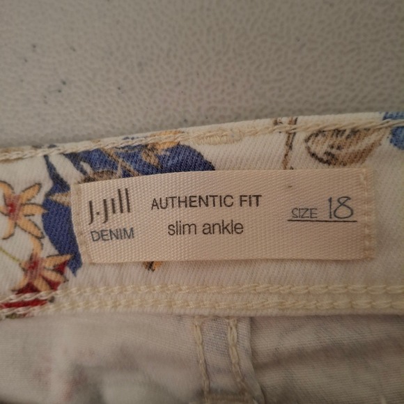 J Jill Authentic‎ Fit Slim Ankle Pants Womens Size 18 Floral Cotton Blend - Picture 3 of 10